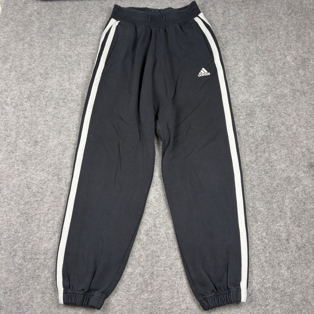 Adidas Sweatpants Mens Small Black Striped Joggers Athleisure Gym Performance